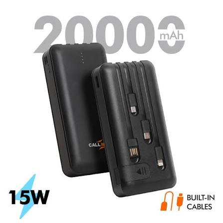 20000mAh Power Bank with Built-in Cables